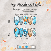Ocean Mermaid blue press-on nails by Handora