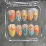 Ocean Oasis salon-quality handmade press-on nails by Handora