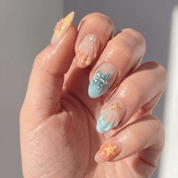 Ocean Oasis press-on nails – hand-painted reusable gel set by Handora