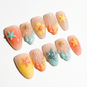 Ocean Oasis blue press-on nails by Handora