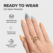 Ocean Oasis press-on nails – design close-up by Handora