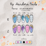 Ocean Paradise blue press-on nails by Handora