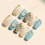 Ocean Pearl nail design – handmade press-on nails by Handora