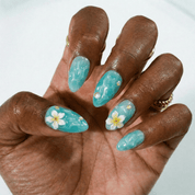 Ocean Plumeria press-on nails – hand-painted reusable gel set by Handora