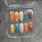 Ocean Secret 3d nail design – handmade press-on nails by Handora