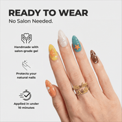 Ocean Secret press-on nails – design close-up by Handora
