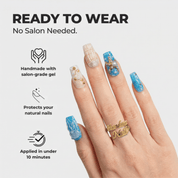 Ocean Treasures press-on nails – design close-up by Handora