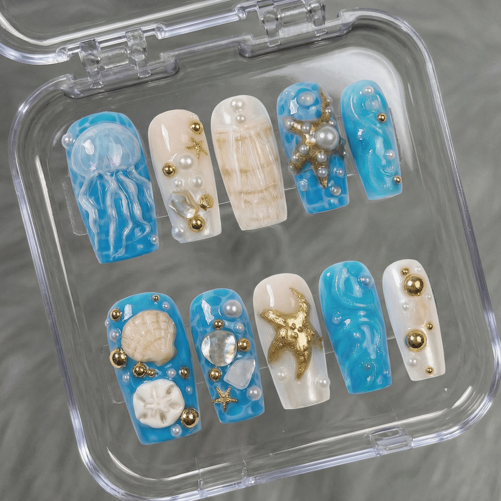 Ocean Treasures salon-quality handmade press-on nails by Handora