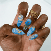 Ocean Wonders press-on nails – hand-painted reusable gel set by Handora