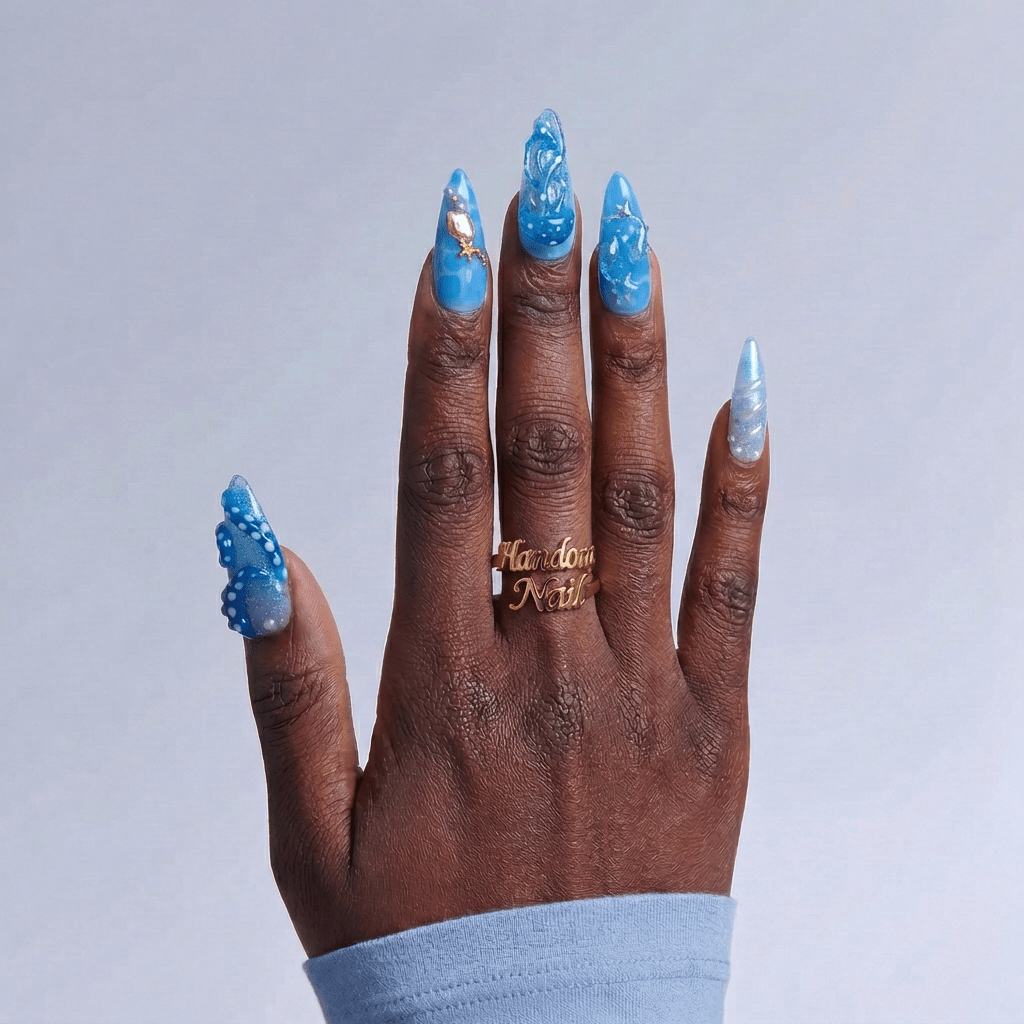 Ocean Wonders nail design – handmade press-on nails by Handora