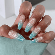 Oceanic Aura blue press-on nails by Handora