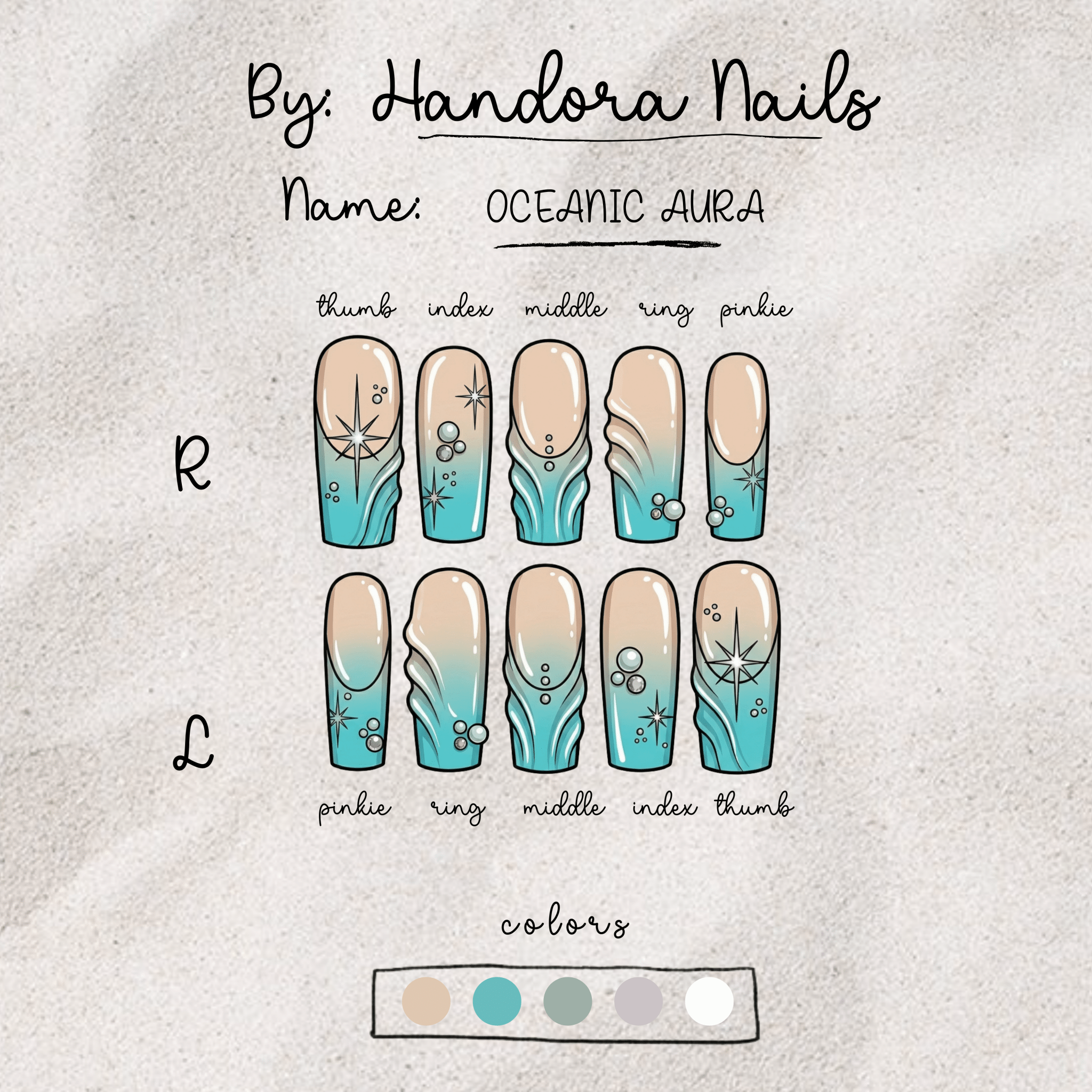 Oceanic Aura salon-quality handmade press-on nails by Handora