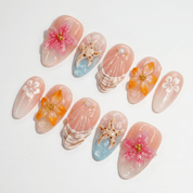 Oceanic Bloom full press-on nail set – sizes XS–L by Handora