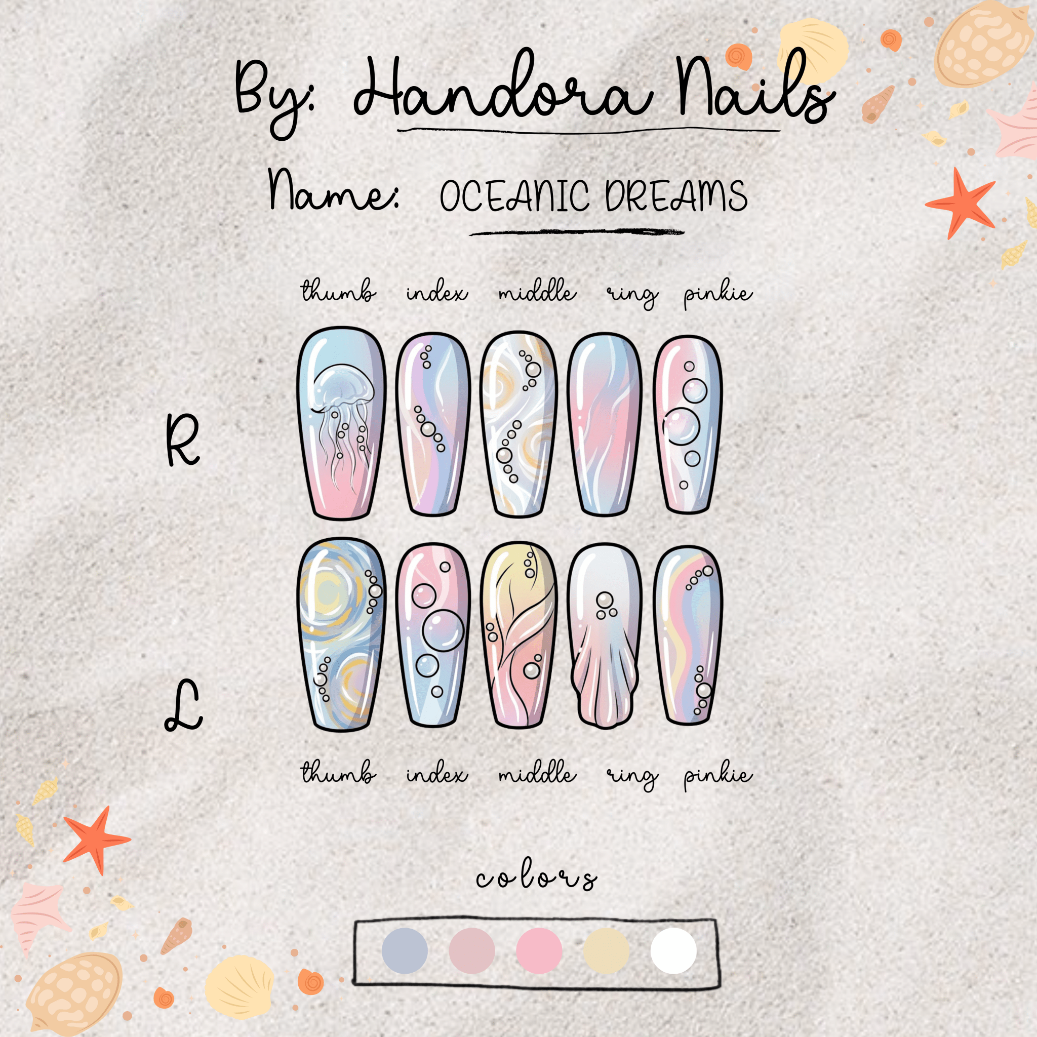 Oceanic Dreams blue press-on nails by Handora