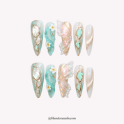 Oceanic Fairy blue press-on nails by Handora