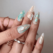 Oceanic Fairy nail design – handmade press-on nails by Handora