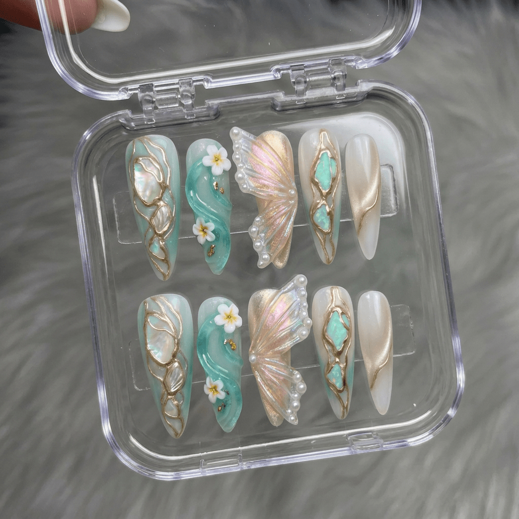 Oceanic Fairy full press-on nail set – sizes XS–L by Handora
