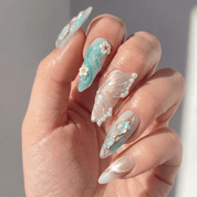 Oceanic Fairy press-on nails – hand-painted reusable gel set by Handora
