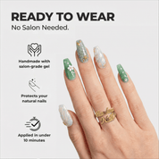 Oceanic Muse press-on nails – design close-up by Handora
