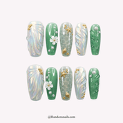 Oceanic Muse blue 3d press-on nails by Handora