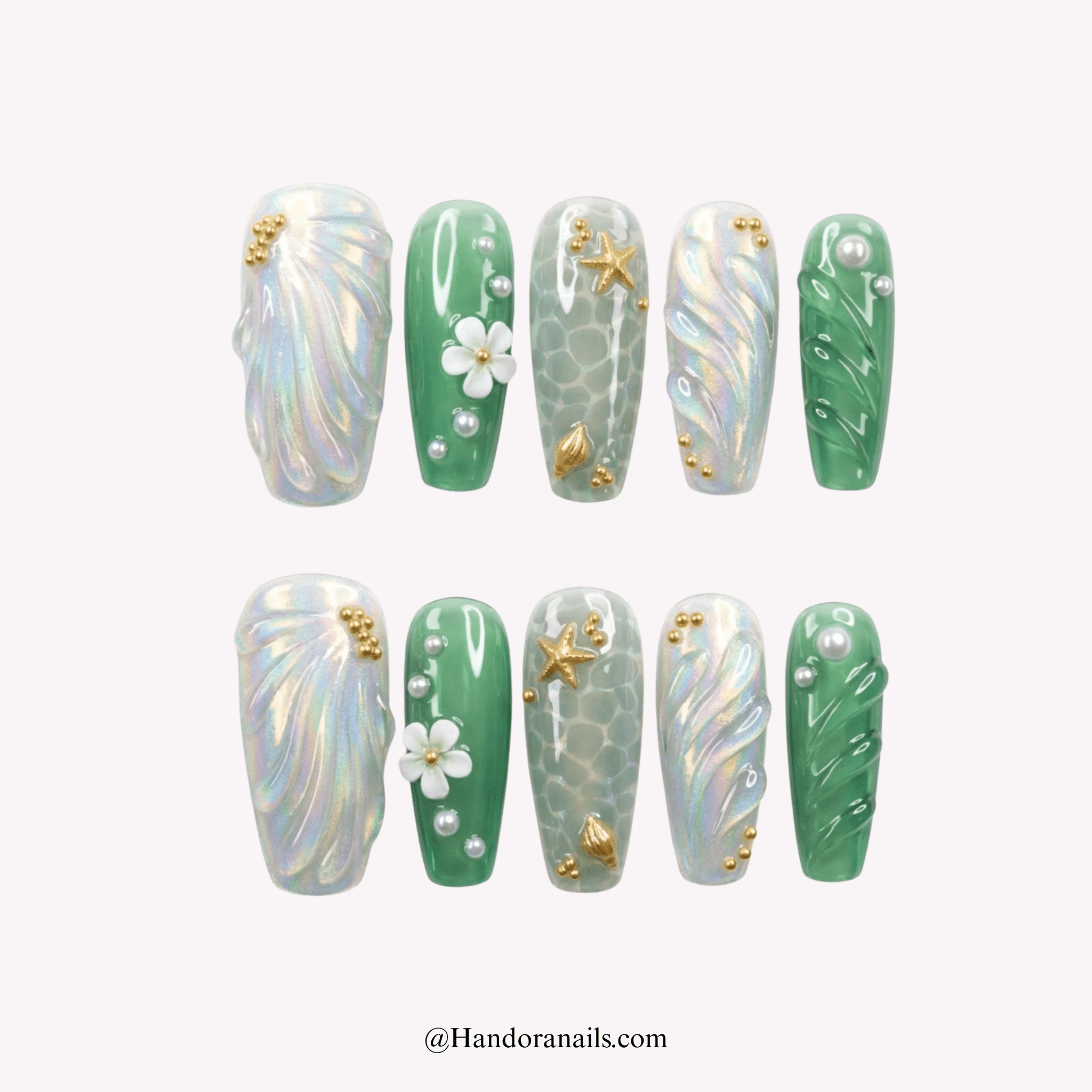 Oceanic Muse blue 3d press-on nails by Handora