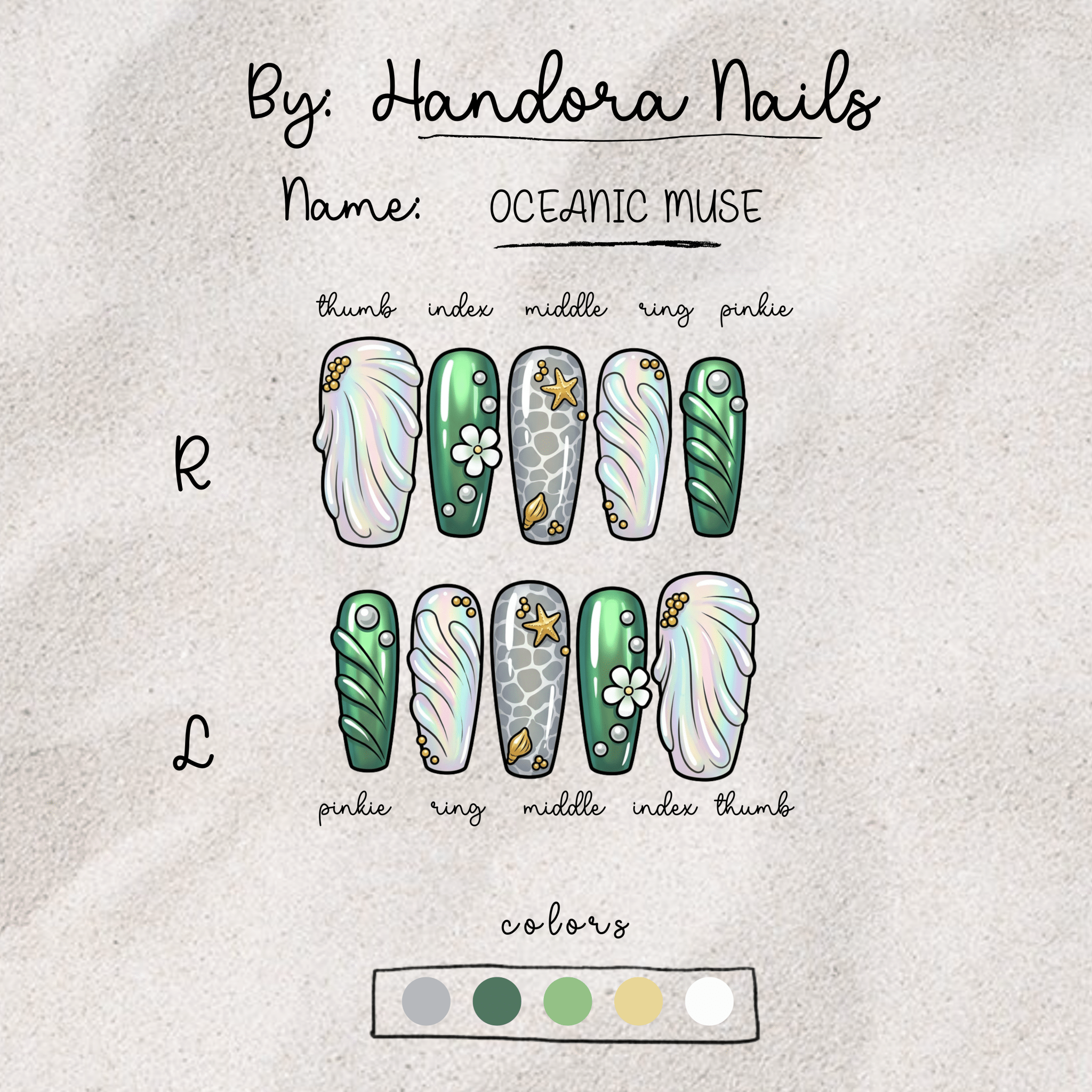 Oceanic Muse blue press-on nails by Handora