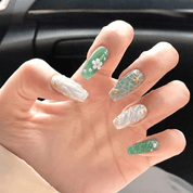 Oceanic Muse press-on nails – hand-painted reusable gel set by Handora