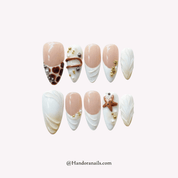 Oceanic Safari blue almond animal print press-on nails by Handora
