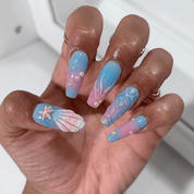 Oceanic Shimmer coffin press-on nails – design close-up by Handora