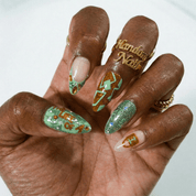 Opalite Stars press-on nails – hand-painted reusable gel set by Handora