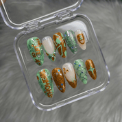 Opalite Stars nail design – handmade press-on nails by Handora
