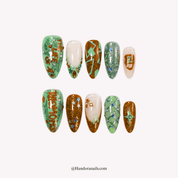 Opalite Stars almond press-on nails by Handora