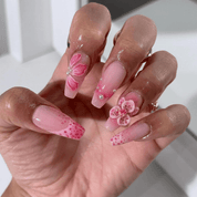 Orchid Bloom press-on nails – hand-painted reusable gel set by Handora