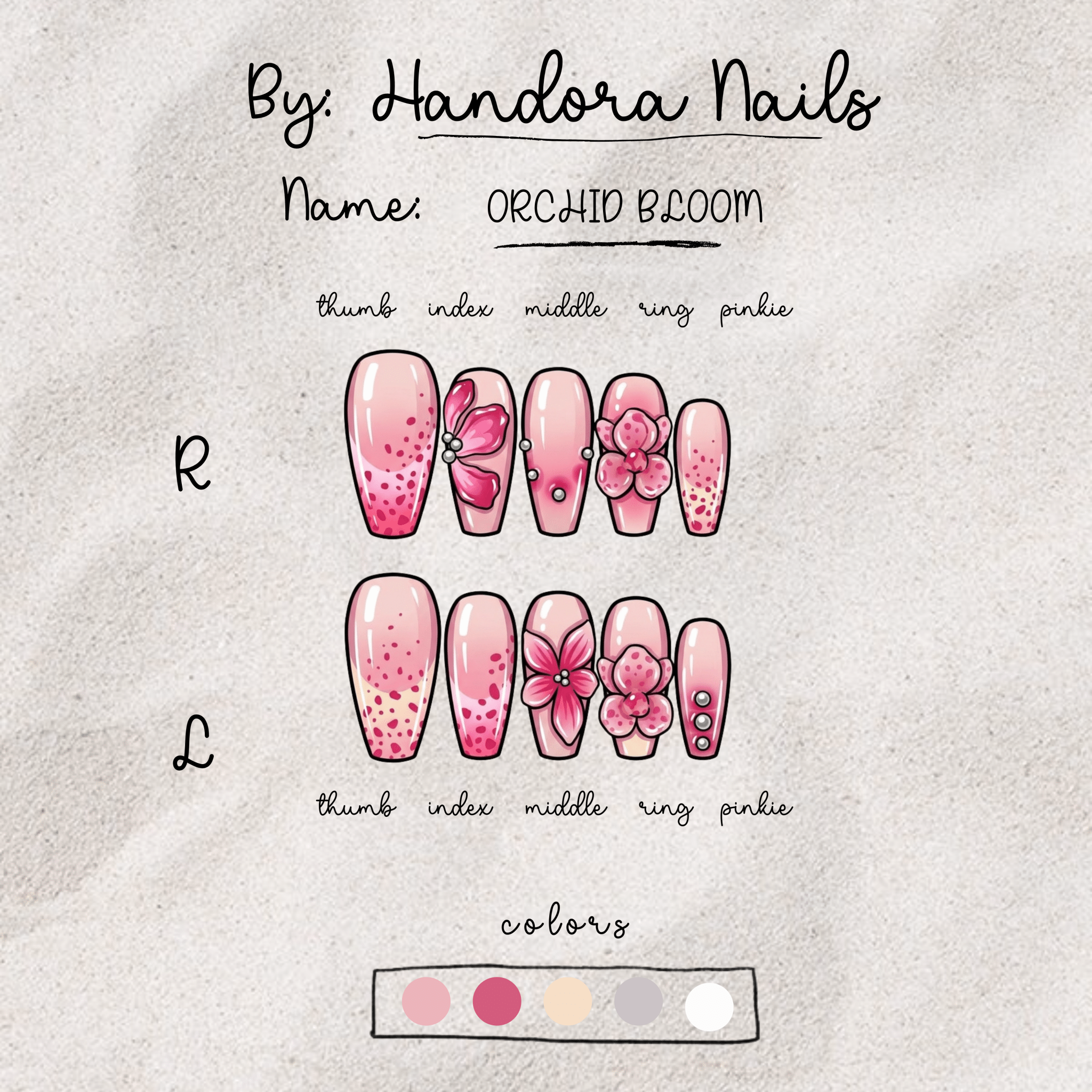 Orchid Bloom press-on nails by Handora
