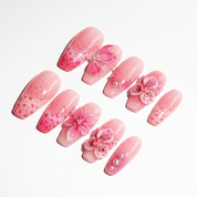 Orchid Bloom 3d nail design – handmade press-on nails by Handora