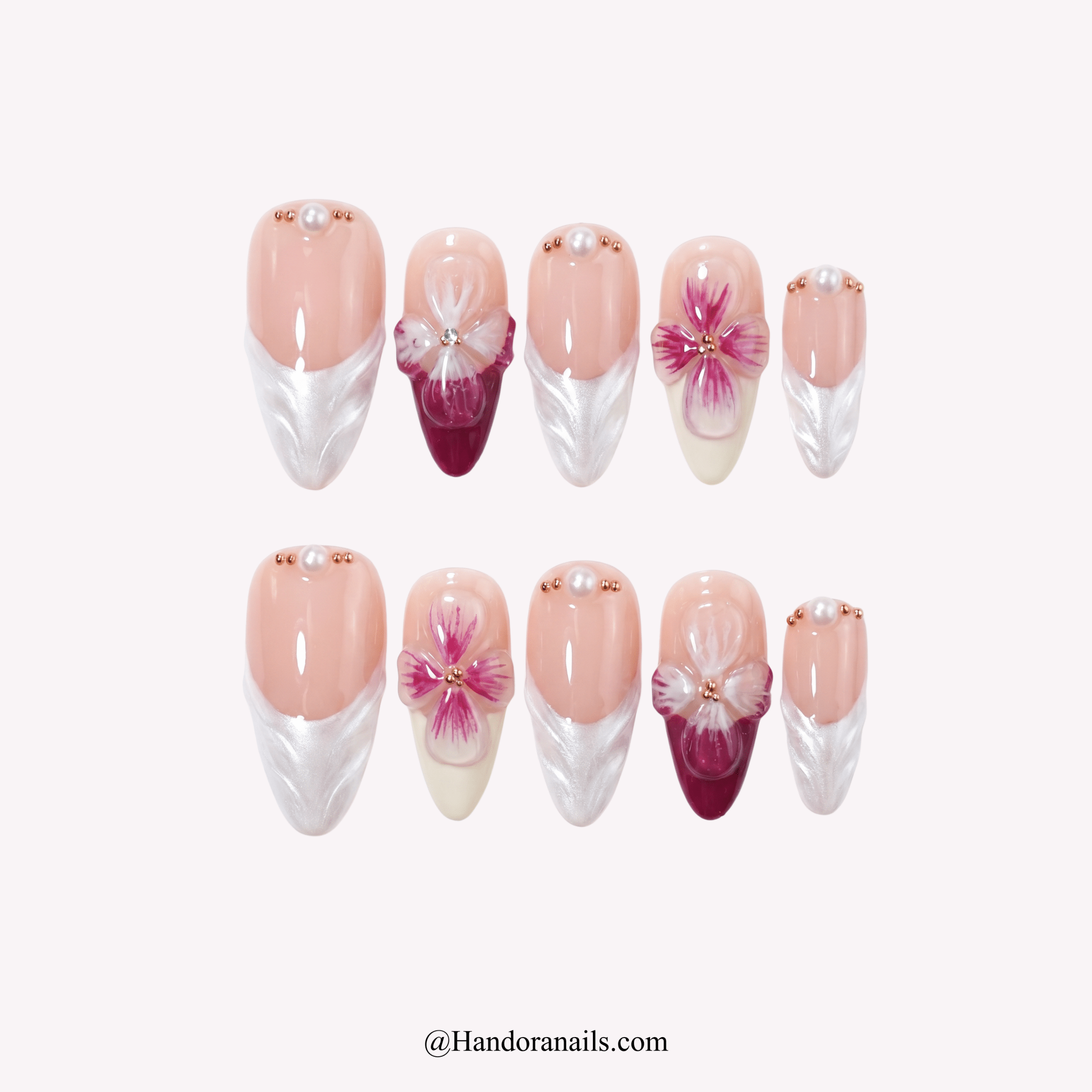 Orchid Elegance floral press-on nails by Handora