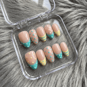 Pastel Dots salon-quality handmade press-on nails by Handora