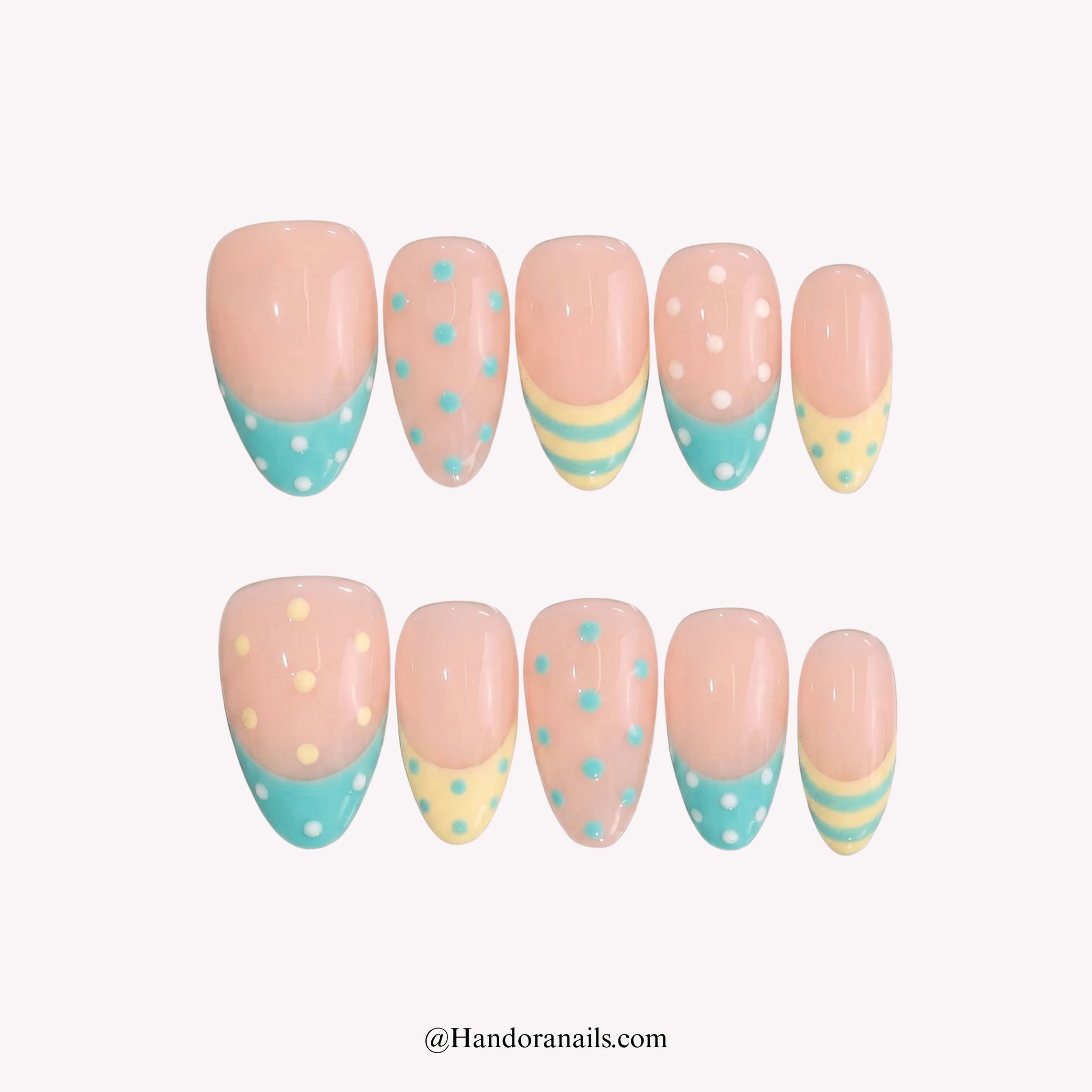 Pastel Dots polka dot press-on nails by Handora