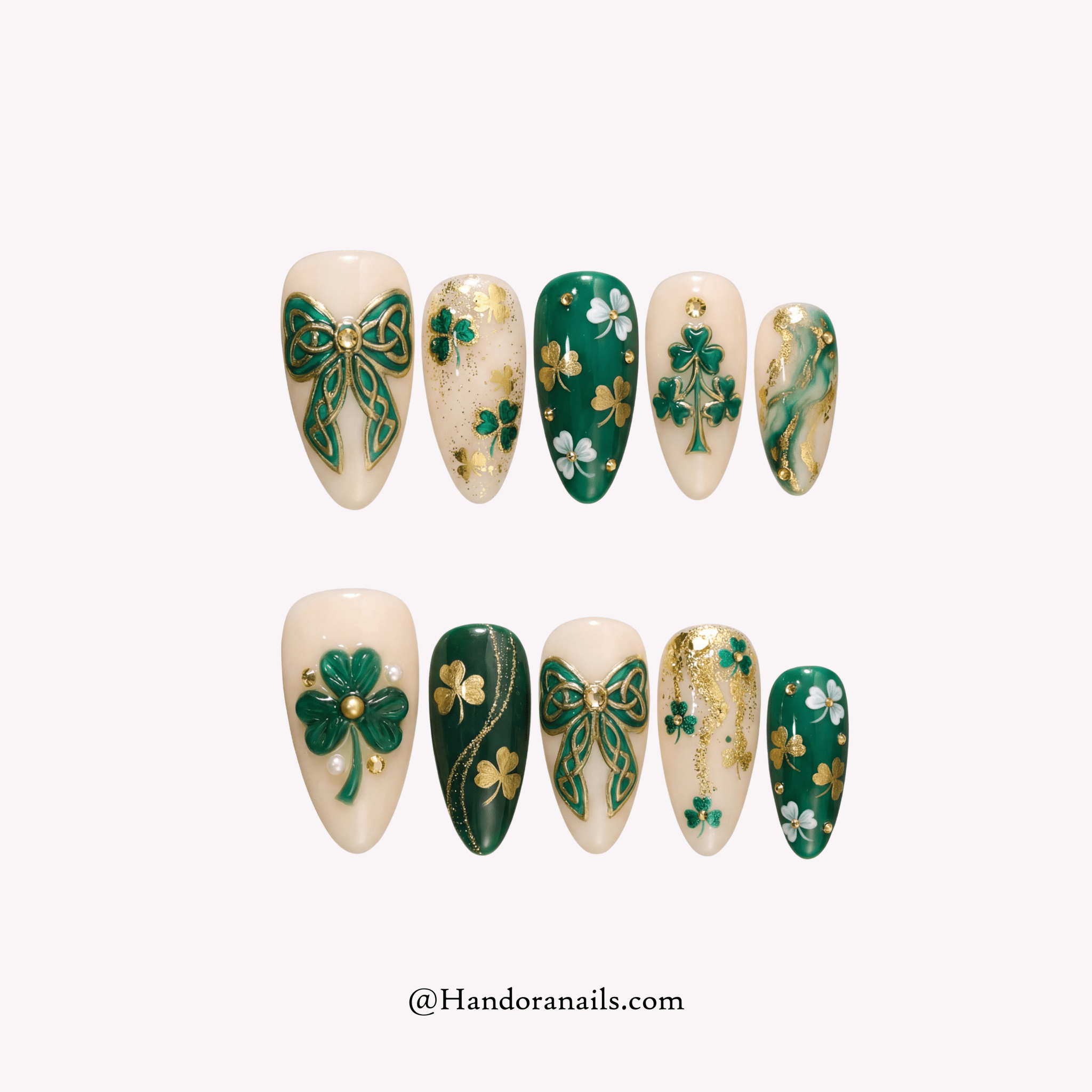 Patty Pearl white 3d press-on nails by Handora