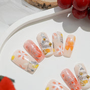 Peach Frost 3d nail design – handmade press-on nails by Handora