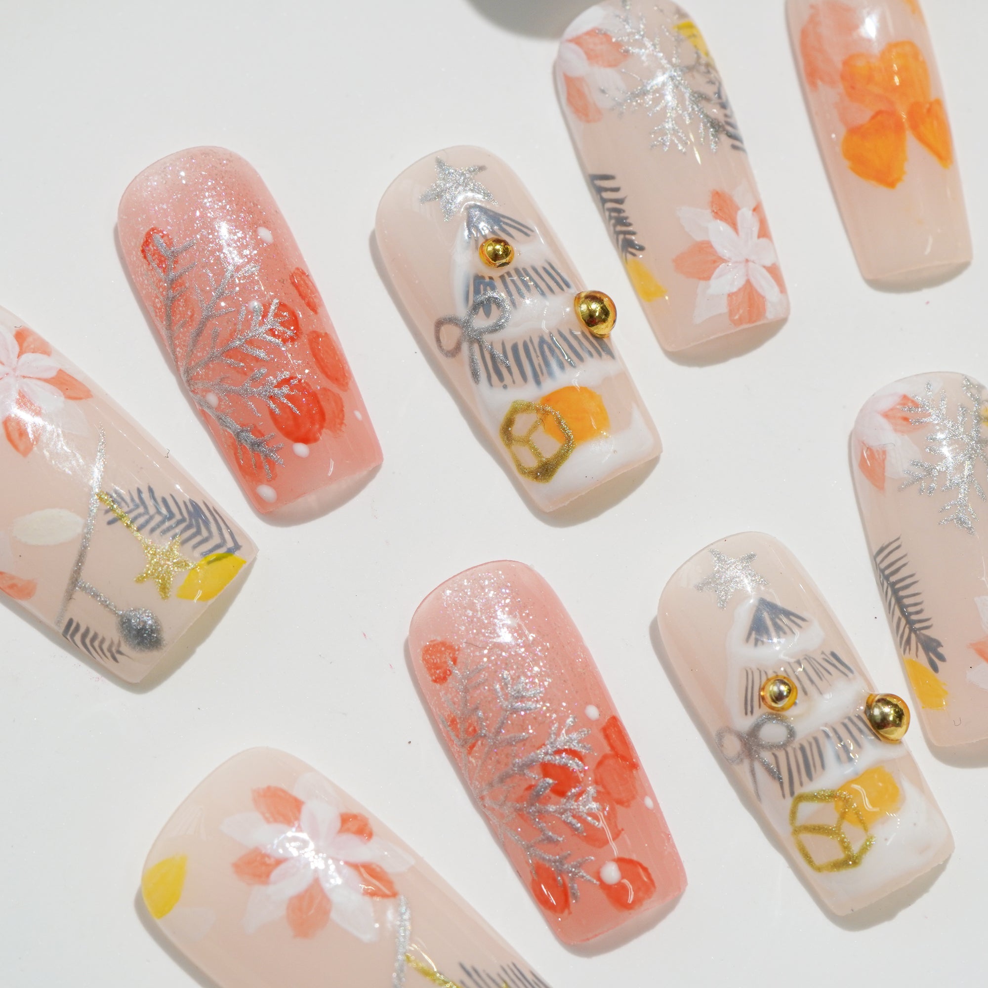 Peach Frost full press-on nail set – sizes XS–L by Handora