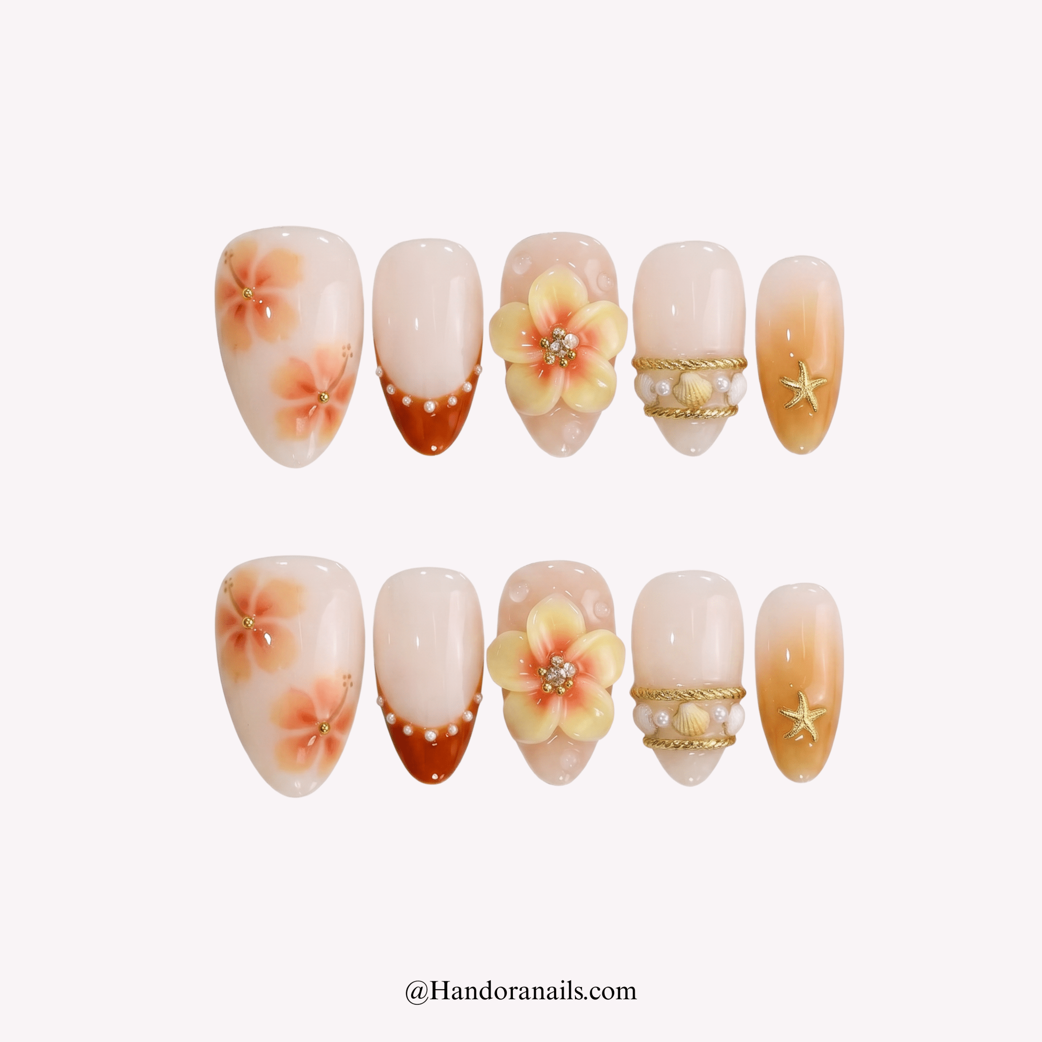 Peach Nectar french tip press-on nails by Handora