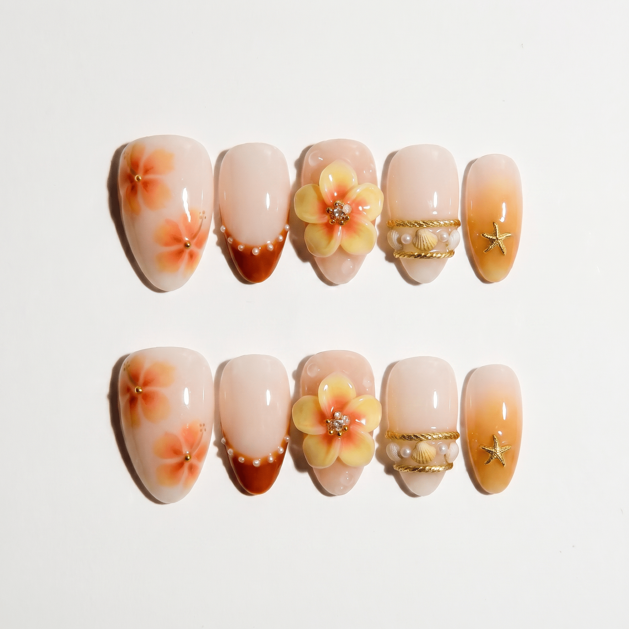 Peach Nectar full press-on nail set – sizes XS–L by Handora