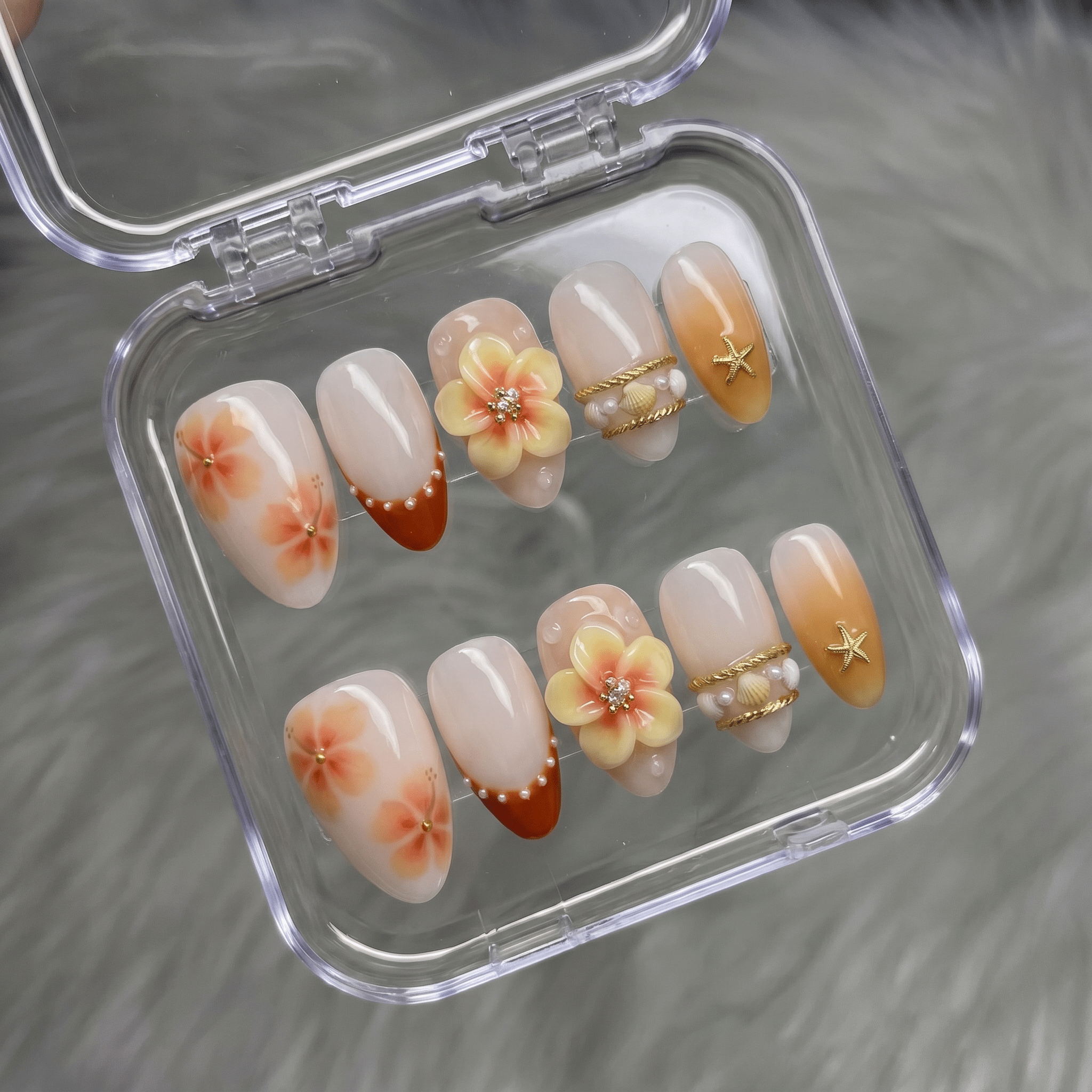 Peach Nectar press-on nails by Handora