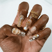 Pearl Brown 3d nail design – handmade press-on nails by Handora