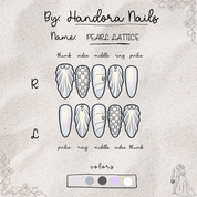 Pearl Lattice almond press-on nails – design close-up by Handora