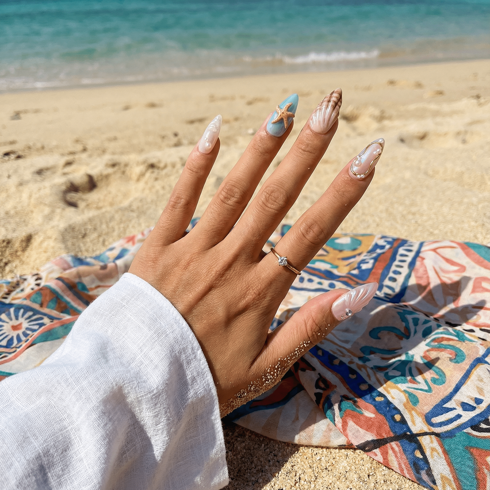 Pearl Mermaid full press-on nail set – sizes XS–L by Handora
