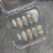 Pearl Tides 3d nail design – handmade press-on nails by Handora