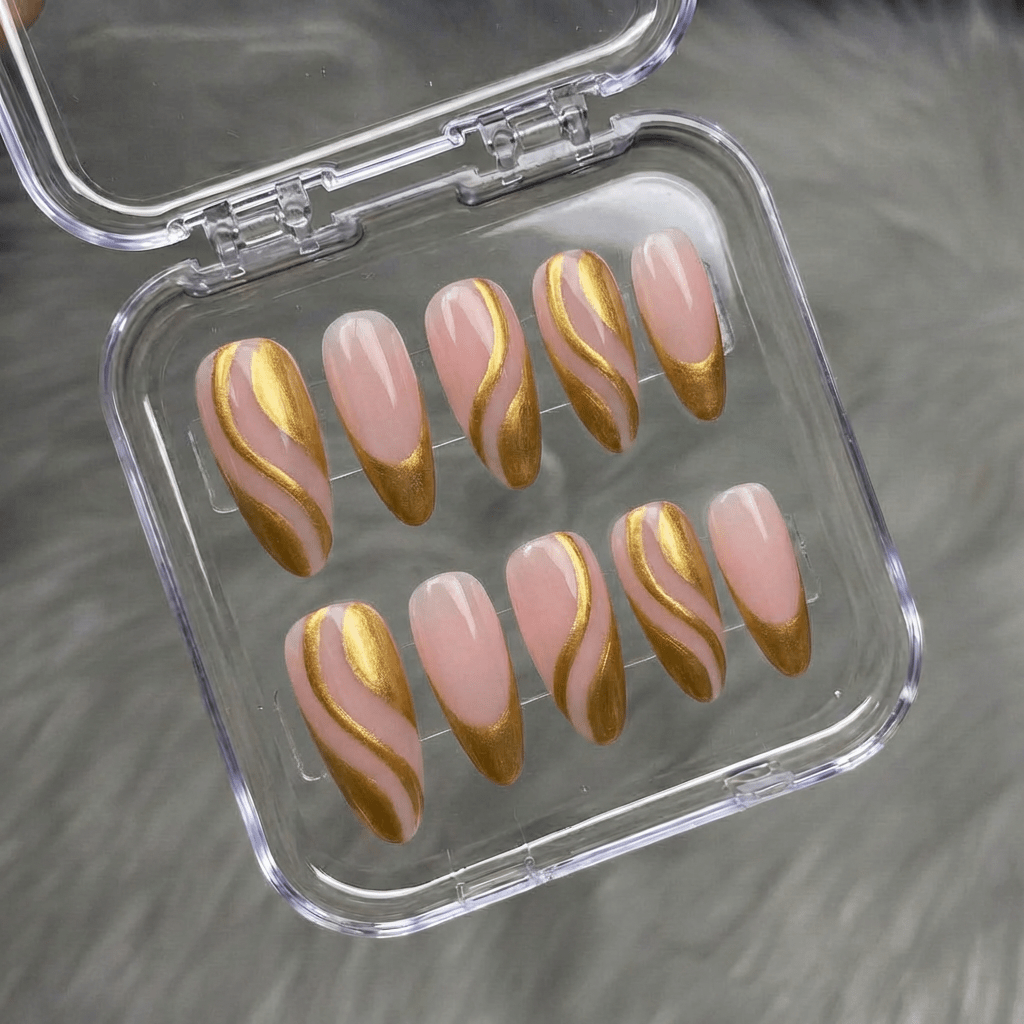 Pearl Wave salon-quality handmade press-on nails by Handora
