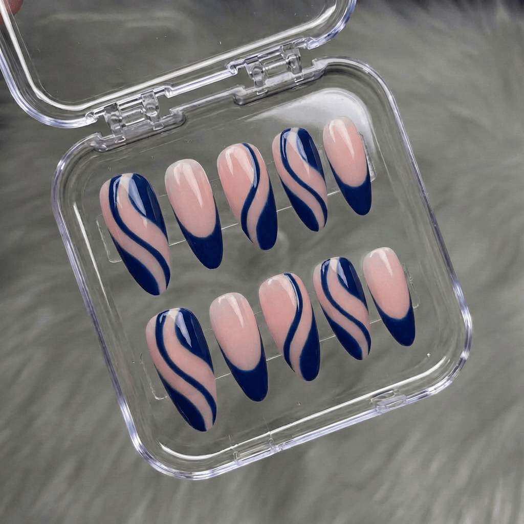 Pearl Wave white press-on nails by Handora